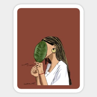 woman with leaf / Sticker